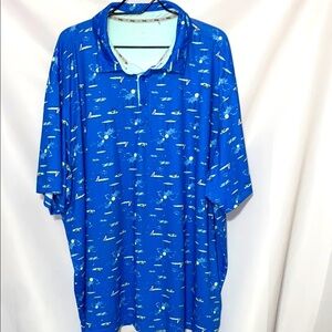 Walter Hagen 11 MENS‎ 3XL Light Blue Polo Shirt TROPICAL MOONLIGHT GOLF DESIGN